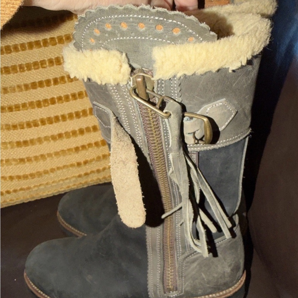 Penelope Chilvers Gray Leather Winter Boots - Picture 3 of 9